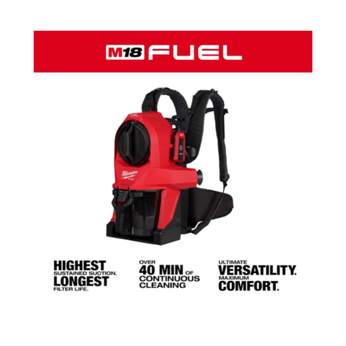 שואב גב נטען Milwaukee M18 FUEL 0895-20 יבש בלבד 3 ב 1 עם פילטר HEPA גוף בלבד
