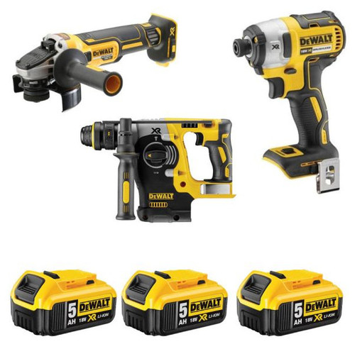סט 3 כלים 18V XR | פטישון, אימפקט ומשחזת – DCK305P3T – DeWALT