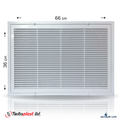 גריל אויר חוזר פלסטיק 50X40 + פילטר - מידות פנים