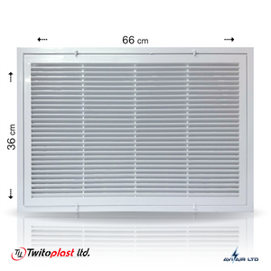 גריל אויר חוזר פלסטיק 50X40 + פילטר - מידות פנים