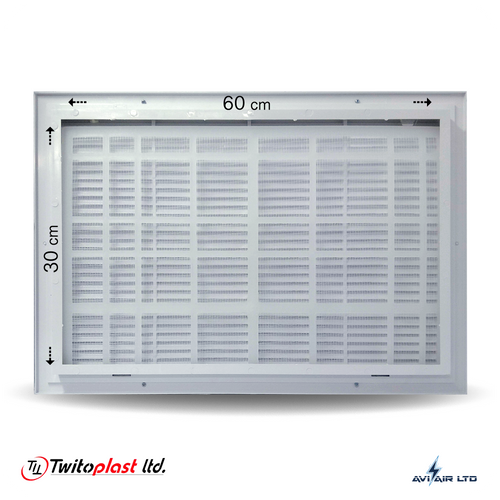 גריל אויר חוזר פלסטיק 50X40 + פילטר - מידות פנים