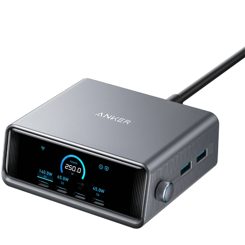 עמדת טעינה עוצמתית 6 יציאות Anker Prime Charger 250W 6 Ports GaN A2345