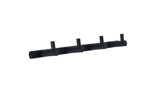קולב מגבות 4 מתלים Loft שחור מט (קידוח) מתוך קולקציית סדרת Cielo שחור מט (מבט קדמי) - איכות פרימיום בלתי מתפשרת ואחריות מלאה