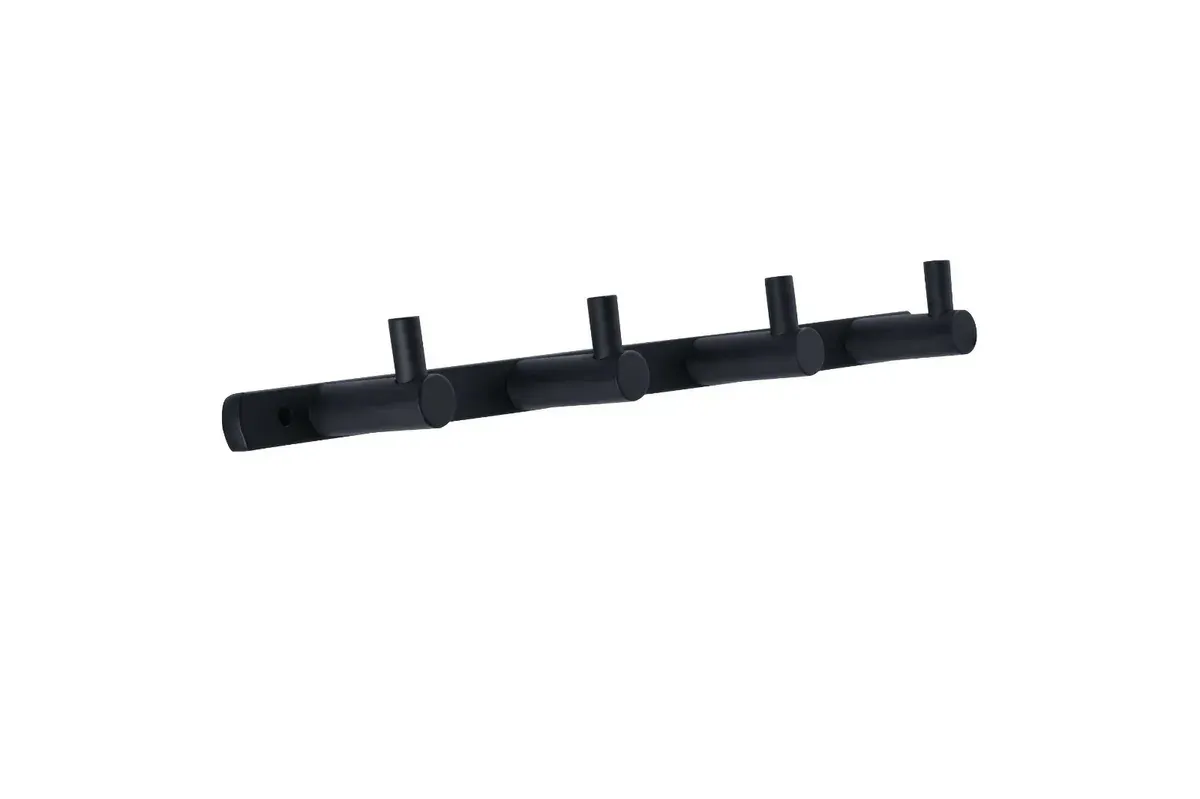 קולב מגבות 4 מתלים Loft שחור מט (קידוח)