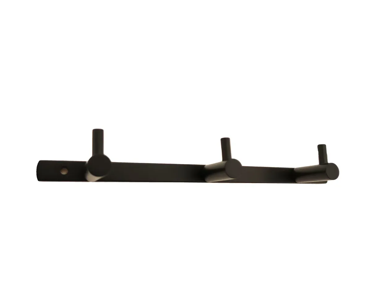 קולב מגבות 3 מתלים Loft שחור מט (קידוח)