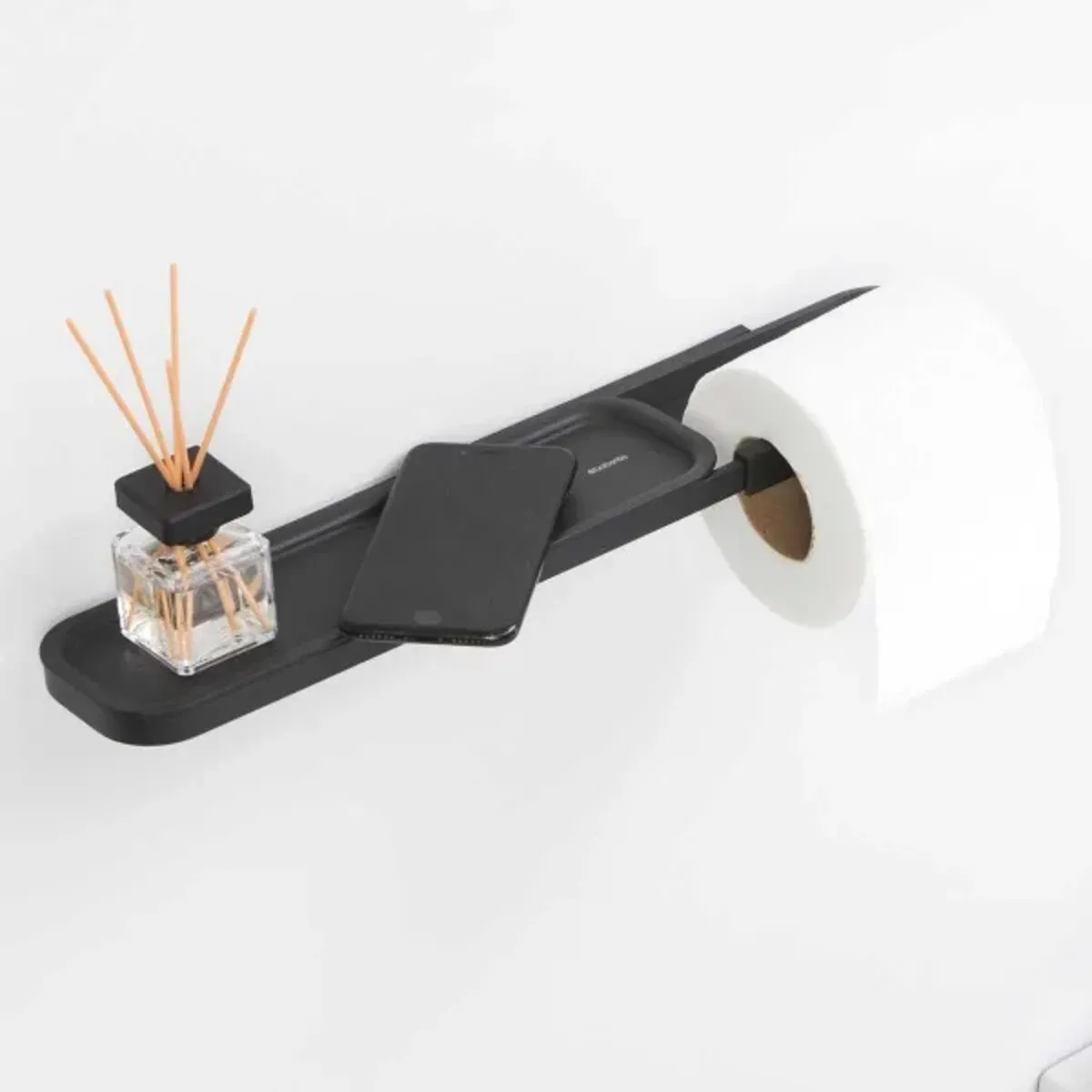 מתקן לנייר טואלט ומדף, אפור כהה MIndSet ברבנטיה L23 Brabantia