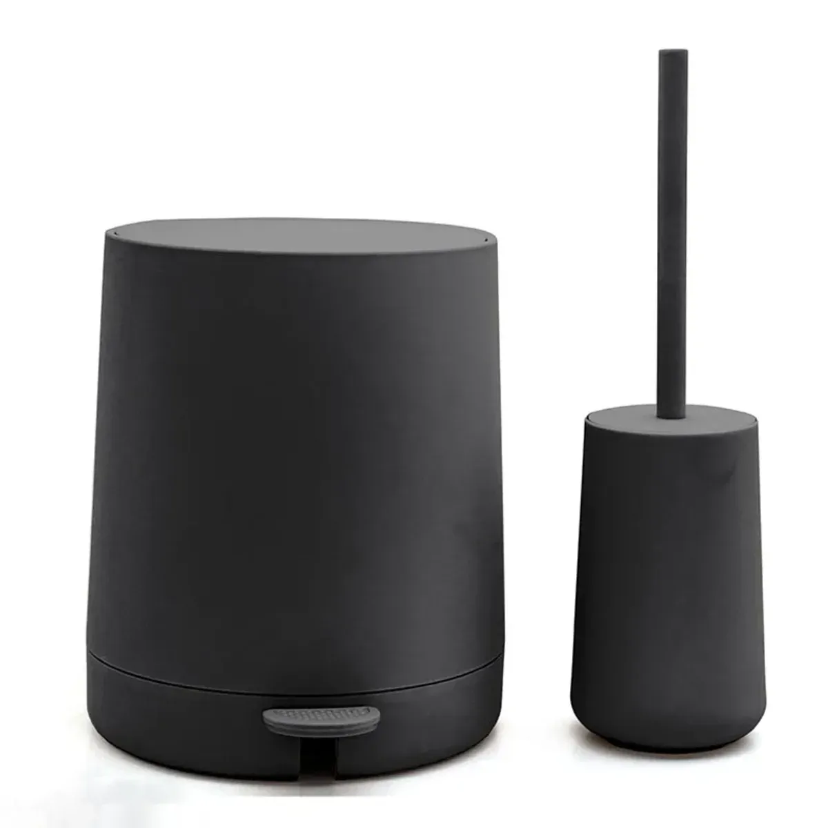 סט פח אשפה 4 ליטר ומברשת לשירותים Nordic Plus  - שחור מט
