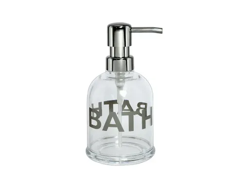 דיספנסר סבון עגול BATH כסף מתוך קולקציית סט אמבטיה Clear (מבט קדמי) - עשוי מחומרים עמידים בפני לחות וחלודה לאורך זמן