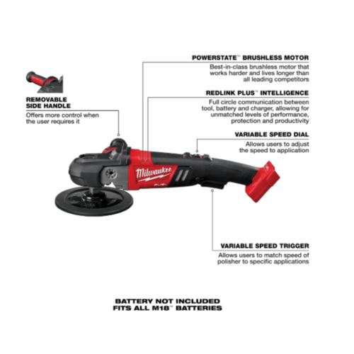 ולישר רוטרי נטען מילווקי Milwaukee M18 FUEL 2738-20 7 אינץ עם ויסות מהירות גוף בלבד 