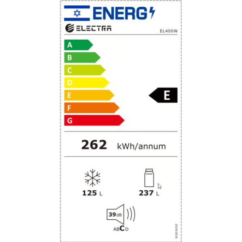 מקרר 4 דלתות מקפיא תחתון 362 ליטר נטו Electra - גימור לבן - דגם EL400W