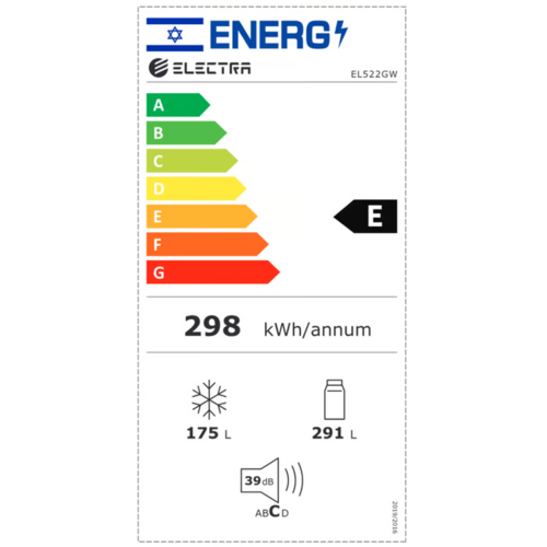 מקרר 4 דלתות מקפיא תחתון 466 ליטר נטו Electra – דגם EL522GW - גימור חזית זכוכית לבנה דפנות בצבע שחור - מאושר צומת רוחב: 79 ס