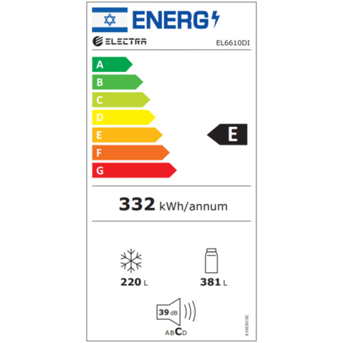 מקרר 4 דלתות 601 ליטר Electra דגם EL6610DI – גימור נירוסטה מושחרת מטאלי - מאושר צומת רוחב: 90.5 ס