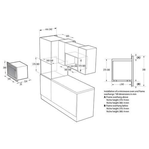 מיקרוגל בנוי משולב גריל 20 ליטר Gorenje BM201AG1BG גורניה