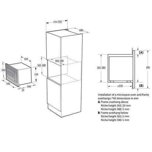 מיקרוגל בנוי 23 ליטר Gorenje BM235G1SYB זכוכית שחורה גורניה