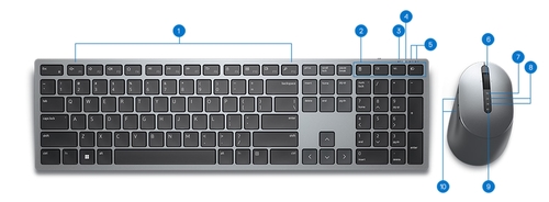Dell 580-AJQL - Dell Premier Multi-Device | Wireless Keyboard and Mouse- KM7321W - Hebrew