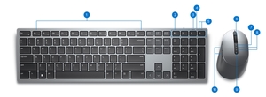 Dell 580-AJQL - Dell Premier Multi-Device | Wireless Keyboard and Mouse- KM7321W - Hebrew