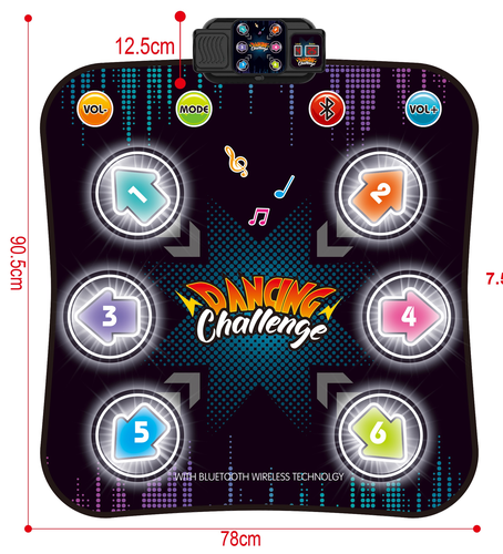 שטיח ריקוד אלקטרוני דנסינג צ'אלנג' עם חיבור בלוטות' אלחוטי ותאורת לד מובנית 4