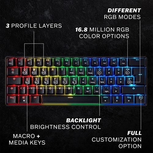 HK GAMING KEYBOARD GK61 BLACK מקלדת מכנית בצבע שחור