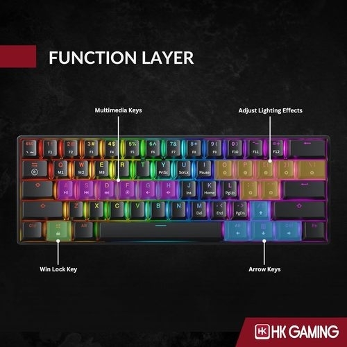 HK GAMING KEYBOARD GK61 BLACK מקלדת מכנית בצבע שחור