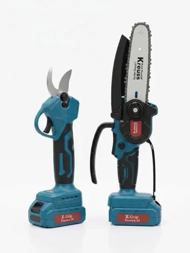 סט גיזום נטען 20V הכולל מזמרה, מסור שרשרת ומוט טלסקופי | Krauss