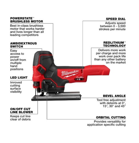 מסור ג׳קסון נטען Milwaukee M12 FUEL 2545-20 ידית Barrel Grip גוף בלבד