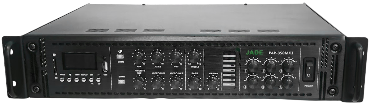 מגבר+שנאי , 6 כניסות , 6 אזורים , נגן 180W RMS ,USB/SD 