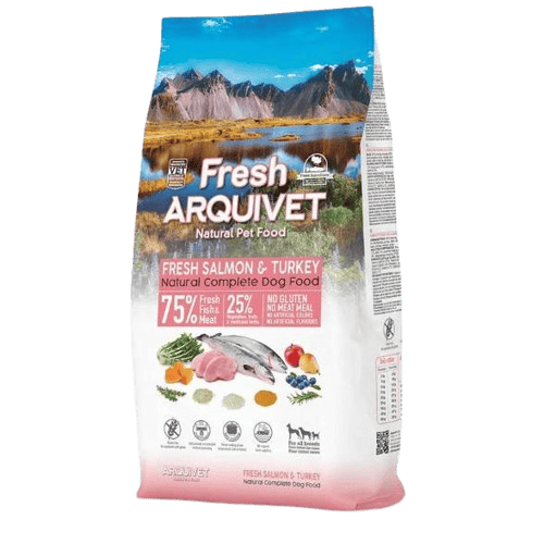 ארקיווט פרש סופט סלמון והודו לכלב | Arquivet Semi-moist Dog Food With Fresh Salmon And Turkey