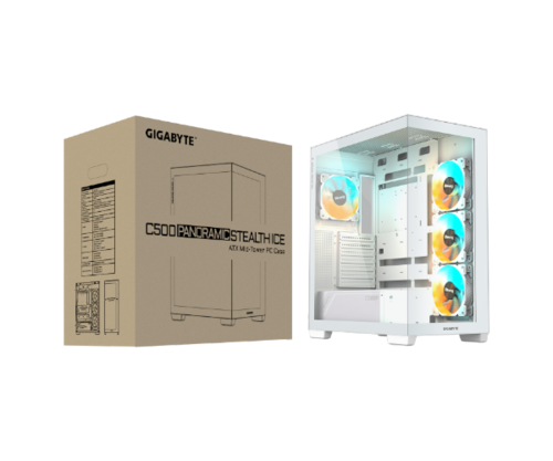 מארז לבן | GIGABYTE C500 PANORAMIC STEALTH ICE Mid-Tower | ATX