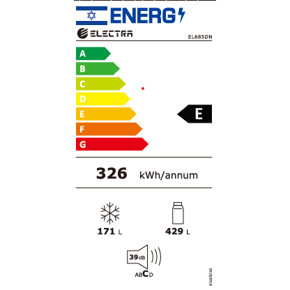 מקרר 4 דלתות מקפיא תחתון 600 ליטר Electra EL685DN – גימור נירוסטה מושחרת - מאושר לשבת ע