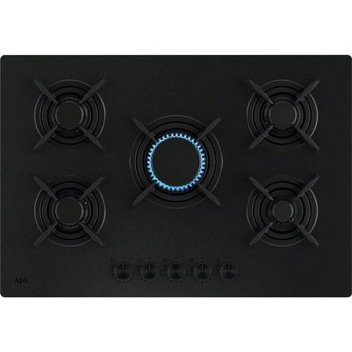 כיריים גז שחור מט AEG HKB75423NL – ‏75 ס״מ, 5 להבות, Vertical Flame ו-StepPower איי אי ג'י
