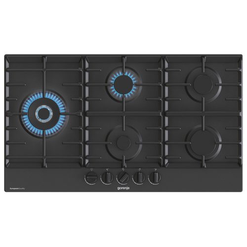 כיריים גז Gorenje GW951MB עם 5 מבערים ברוחב 90 ס"מ-גימור שחור