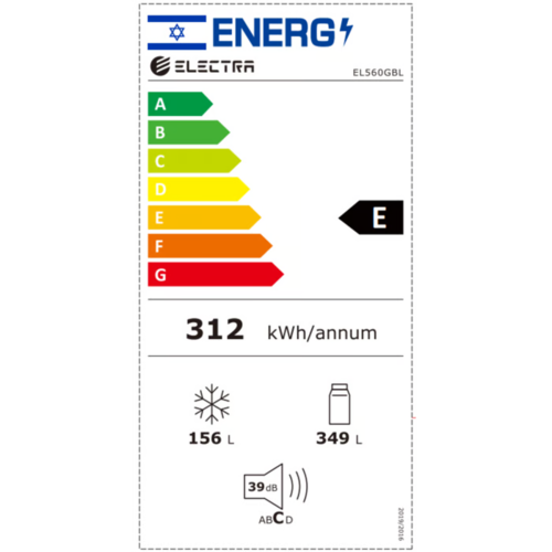 מקרר 4 דלתות מקפיא תחתון Electra EL560GBL – גימור זכוכית שחורה 505 ליטר רוחב: 90.5 ס