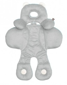 מקטין מרופד לתינוק, דו-צדדי עם תמיכת ראש לסלקל / עגלה / כיסא בטיחות - לבן/אפור