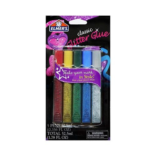 5 עטי דבק נצנצים רחיצים תלת מימדיים של אלמרס - ELMERS