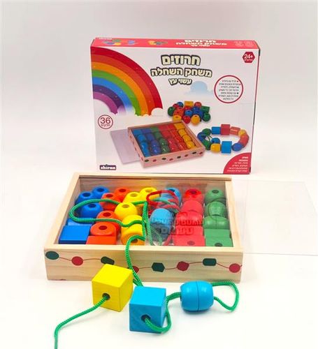 צעצועי שירן - קוביה עץ השחלת צורות הנדסיות 23057