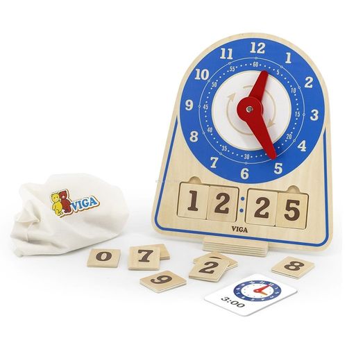 ויגה - שעון לימודי דיגיטאלי ואנלוגי מעץ -  44547 VIGA