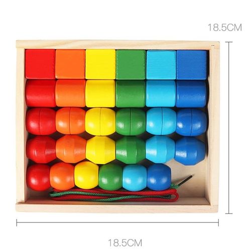 מליסה ודאג - 30 חרוזי עץ צבעוניים במגוון צורות - MELISSA & DOUG