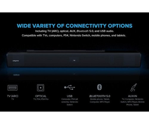 רמקולים | CREATIVE STAGE V2 2.1 SOUNDBAR+SUBWOFER | BT 5.0 | 160W ARC