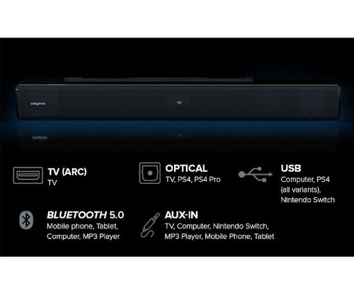 רמקולים | CREATIVE STAGE V2 2.1 SOUNDBAR+SUBWOFER | BT 5.0 | 160W ARC