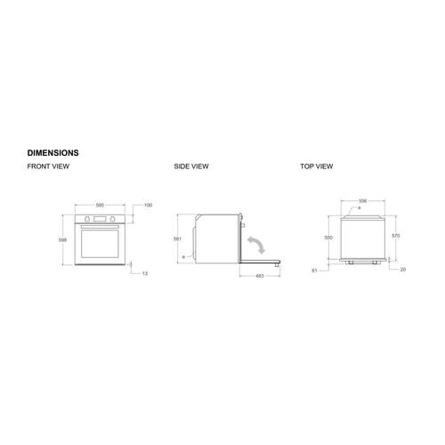 תנור בנוי פירוליטי מפואר 76 ליטר Bertazzoni Modern F6011MODPLN 70866 שחור פחם