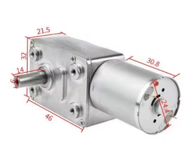 מנוע עם גיר, 90 מעלות, ציר 6ממ DC12V 40RPM