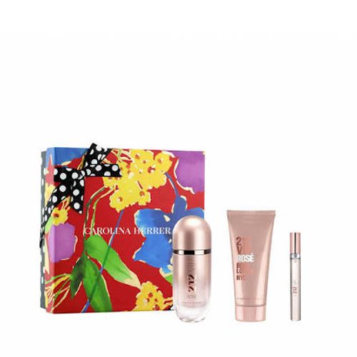 מארז לאישה קרולינה הררה CAROLINA HERRERA 212 VIP ROSE 80 ML E.D.P + MINI +BODY LOTION