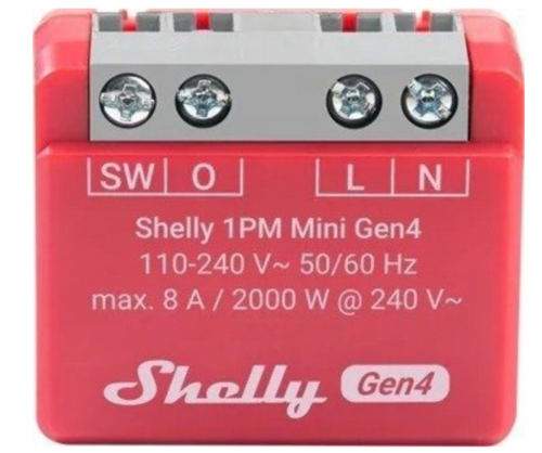 מתג אלחוטי קומפקטי חכם ומדידת צריכה למערכת Shelly - להתקנה מאחורי מפסק / שקע קיים דגם 1PM Mini Gen4 מבית Shelly