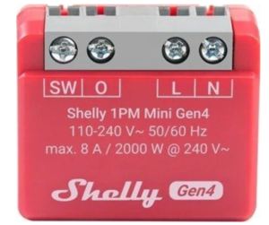 מתג אלחוטי קומפקטי חכם ומדידת צריכה למערכת Shelly - להתקנה מאחורי מפסק / שקע קיים דגם 1PM Mini Gen4 מבית Shelly