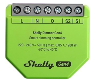 דימר אלחוטי חכם למערכת Shelly - להתקנה מאחורי מפסק קיים דגם Dimmer Gen4 מבית Shelly