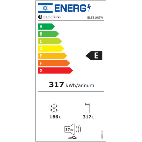 מקרר 4 דלתות - גימור זכוכית לבנה - 503 ליטר - Electra דגם EL5510GW – נפח 503 ליטר - מאושר לשבת ע