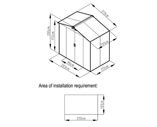 מחסן מתכת פרמיום דגם 2.13X1.27 Garden Top G74 