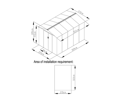 מחסן מתכת פרמיום דגם 2.13X3.19 Garden Top T710 