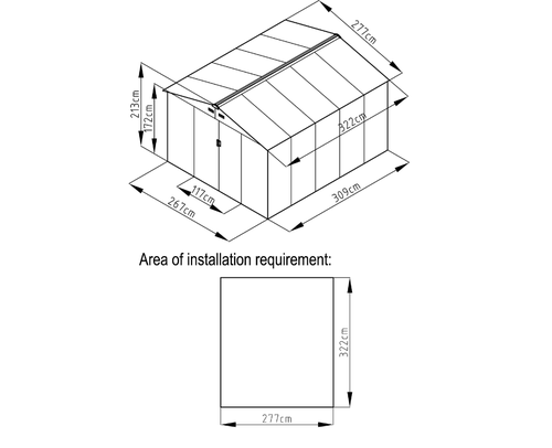 מחסן מתכת פרמיום דגם 2.77X3.19 Garden Top W910  