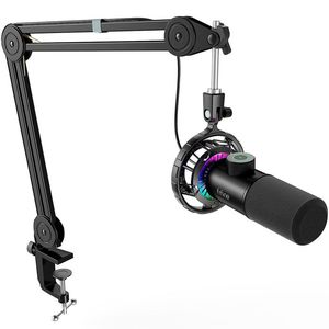 FIFINE T658 — ערכת מיקרופון דינמי USB עם זרוע בום ותאורת RGB